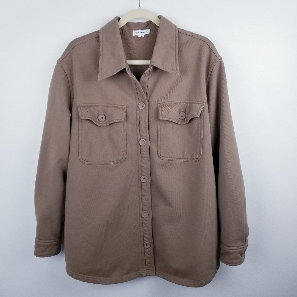 Good American Brown Shirt Jacket Button Down Shacket L/XL